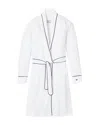 Petite Plume Men's Solid Robe W/ Contrast Piping In White