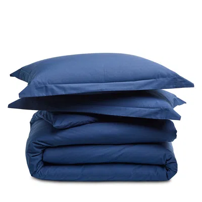 Petite Plume Luxe Premium Percale Solid Duvet Set, Queen In Blue