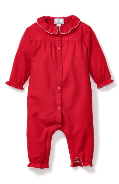 Petite Plume Babies'  Madeline Brushed One-piece Flannel Pajamas In Red