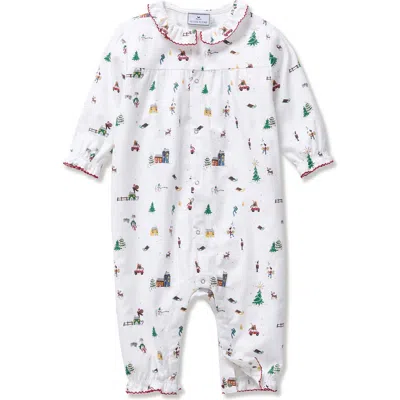 Petite Plume Babies'  Madeline Holiday Town One-piece Brushed Twill Pajamas In White