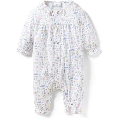 Petite Plume Babies'  Madeline Print One-piece Brushed Twill Pajamas In White