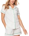 Petite Plume Match Point Short Cotton Pajamas In Green