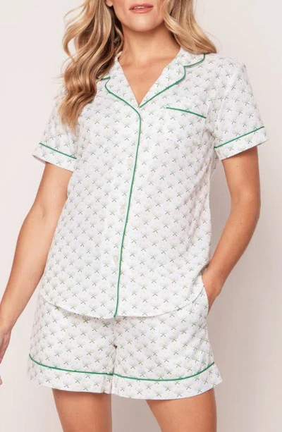 Petite Plume Match Point Short Cotton Pajamas In Green