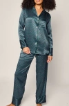 Petite Plume Medallion Mulberry Silk Pajamas In Green