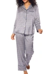 Petite Plume Medallion Print Mulberry Silk Pajamas In Navy