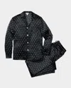 Petite Plume Men's Silk Pajama Set In Art Black