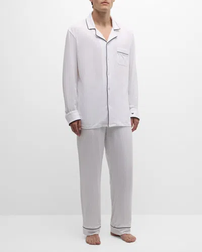 Petite Plume Men's Pima Cotton Long Pyjama Set In White