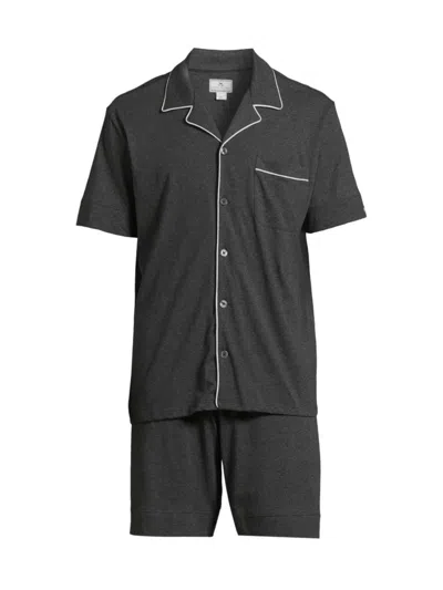 Petite Plume Men's Pima Cotton Pajamas In Heather Grey