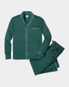 Petite Plume Men's Pima Cotton Stripe Long Pajama Set In Green