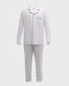 Petite Plume Men's Pima Cotton Stripe Long Pajama Set In White