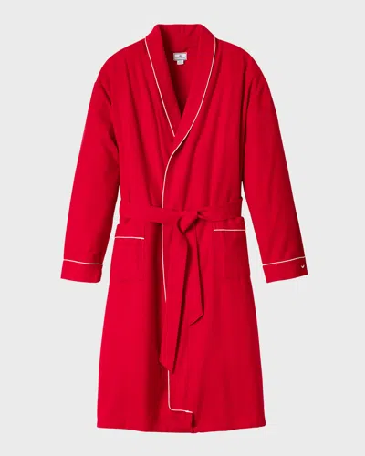 Petite Plume Men's Piped Flannel Robe In Red