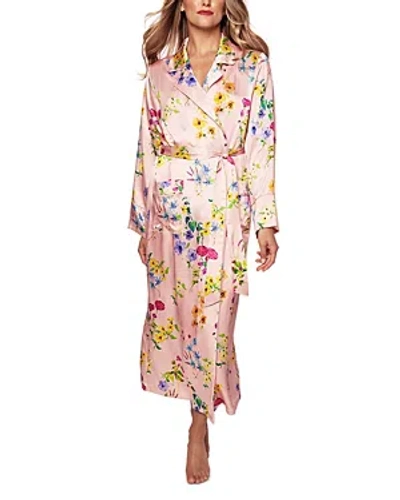 Petite Plume Mulberry Silk Floral Robe In Pink