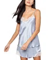 Petite Plume Periwinkle Lace Mulberry Silk Short Pajamas In Blue