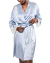 Petite Plume Mulberry Silk Lace Robe In Blue