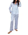 Petite Plume Stripe Mulberry Silk Pajamas In Blue