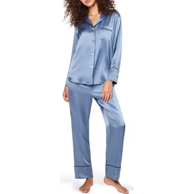 Petite Plume Mulberry Silk Pajamas In Blue
