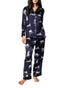 Petite Plume Panthere De Nuit Printed Silk Pajama Set In Navy