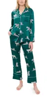 Petite Plume Mulberry Silk Panthre De Luxe Pajama Set Emerald In Emerald