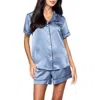 Petite Plume Mulberry Silk Short Pajamas In Blue