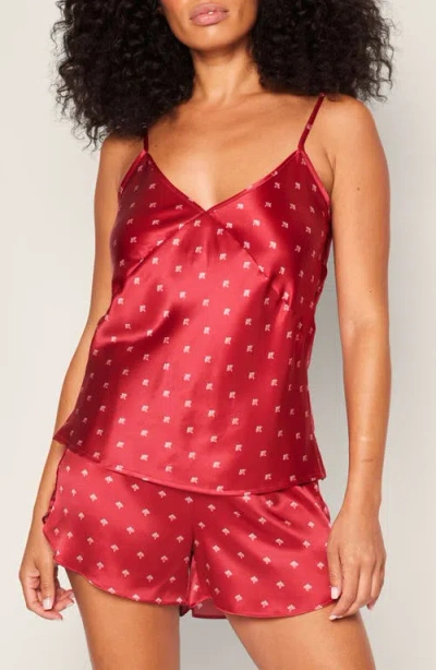 Petite Plume Mulberry Silk Short Pajamas In Red