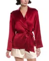 Petite Plume Mulberry Silk Short Robe In Burgundy