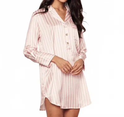 PETITE PLUME MULBERRY SILK STRIPE NIGHTSHIRT IN PINK