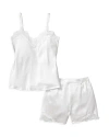Petite Plume Mulberry Silk White Lace Cami Shorts Set In White