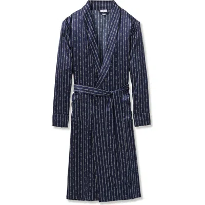 Petite Plume Nautical Stripe Mulberry Silk Robe In Blue