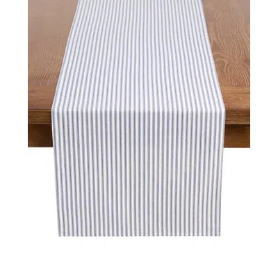 Petite Plume Navy French Ticking Runner In Navy;white