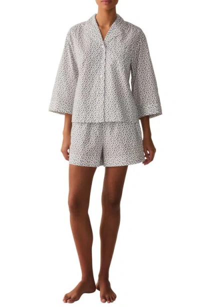 Petite Plume Olivia Cotton Poplin Short Pajamas In Gray