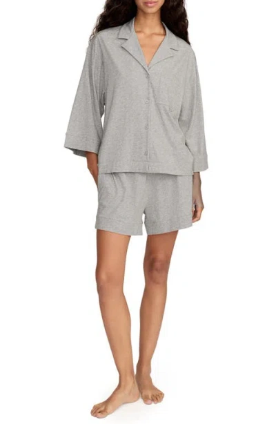 Petite Plume Olivia Featherweight Pima Cotton Short Pajamas In Gray