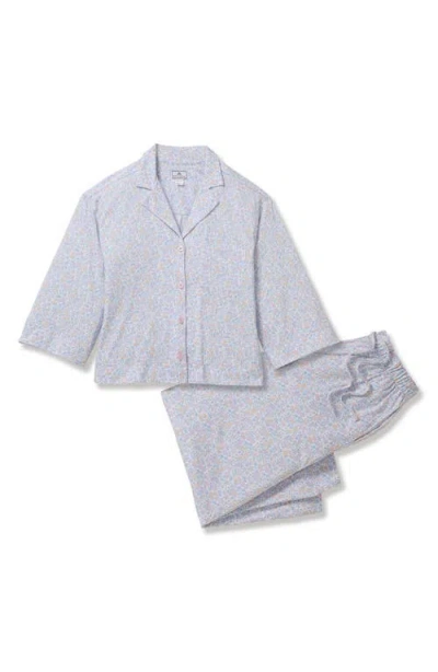 Petite Plume Olivia Floral Wide Leg Pima Cotton Pajamas In White