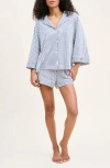 Petite Plume Olivia Pima Cotton Short Pajamas In Blue
