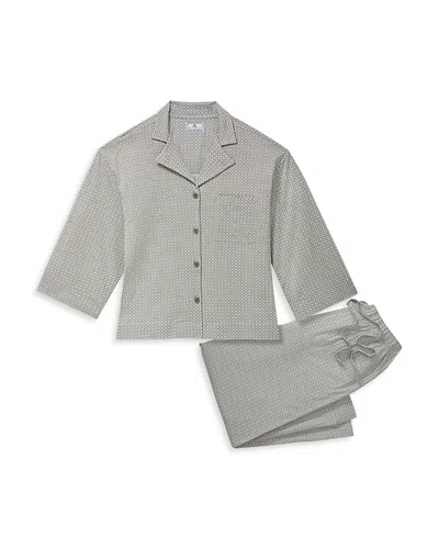 Petite Plume Olivia Pima Cotton Wide Leg Pajama Set In Gray