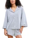 Petite Plume Olivia Striped Short Pajama Set In Blue