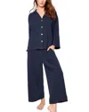 Petite Plume Olivia Wide Leg Long Pajama Set In Blue