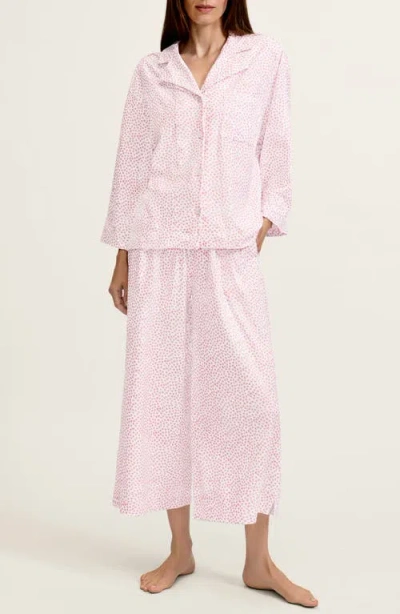 Petite Plume Olivia Wide Leg Pima Cotton Pajamas In Pink