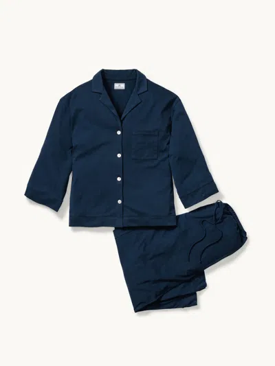 Petite Plume Pima Olivia Short Pajamas Set Navy In Blue