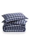 Petite Plume Oxford Tartan Cotton Flannel Duvet Cover In Blue