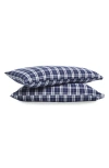 Petite Plume Oxford Tartan Cotton Flannel Sheet Set In Blue