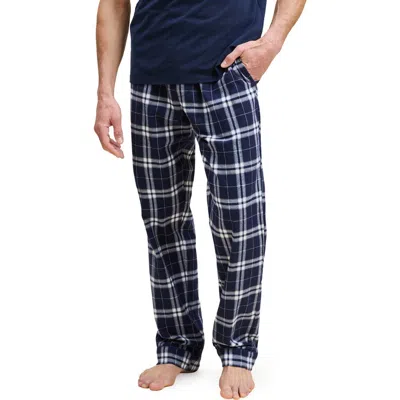 Petite Plume Oxford Tartan Cotton Pajama Pants In Blue