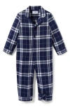 Petite Plume Oxford Tartan One-piece Brushed Twill Pajamas In Animal Print