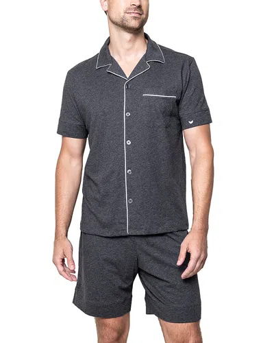 Petite Plume Pajama Shorts Set In Dark Heather Grey