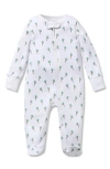 Petite Plume Palmier Print Pima Cotton Footie In White