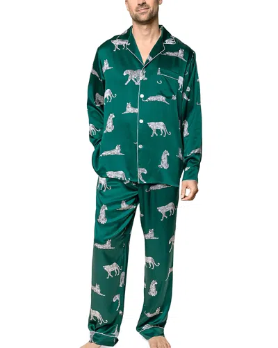 Petite Plume Panthere De Luxe Silk Printed Pajama Set In Panthère De Luxe