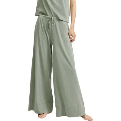 Petite Plume Pima Cotton Crop Wide Leg Pajama Pants In Gray