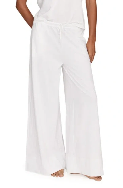 Petite Plume Pima Cotton Crop Wide Leg Pajama Pants In White