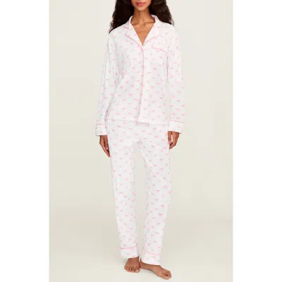Petite Plume Pima Cotton Jersey Long Pajamas In Pink