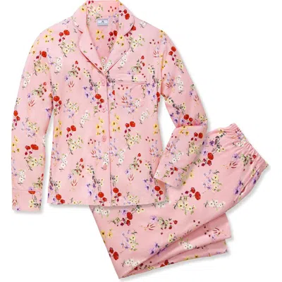 Petite Plume Pima Cotton Jersey Long Pajamas In Pink