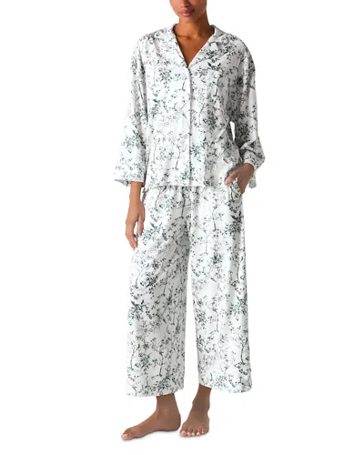 Petite Plume Pima Cotton Olivia Wide Leg Pajama Set In Animal Print